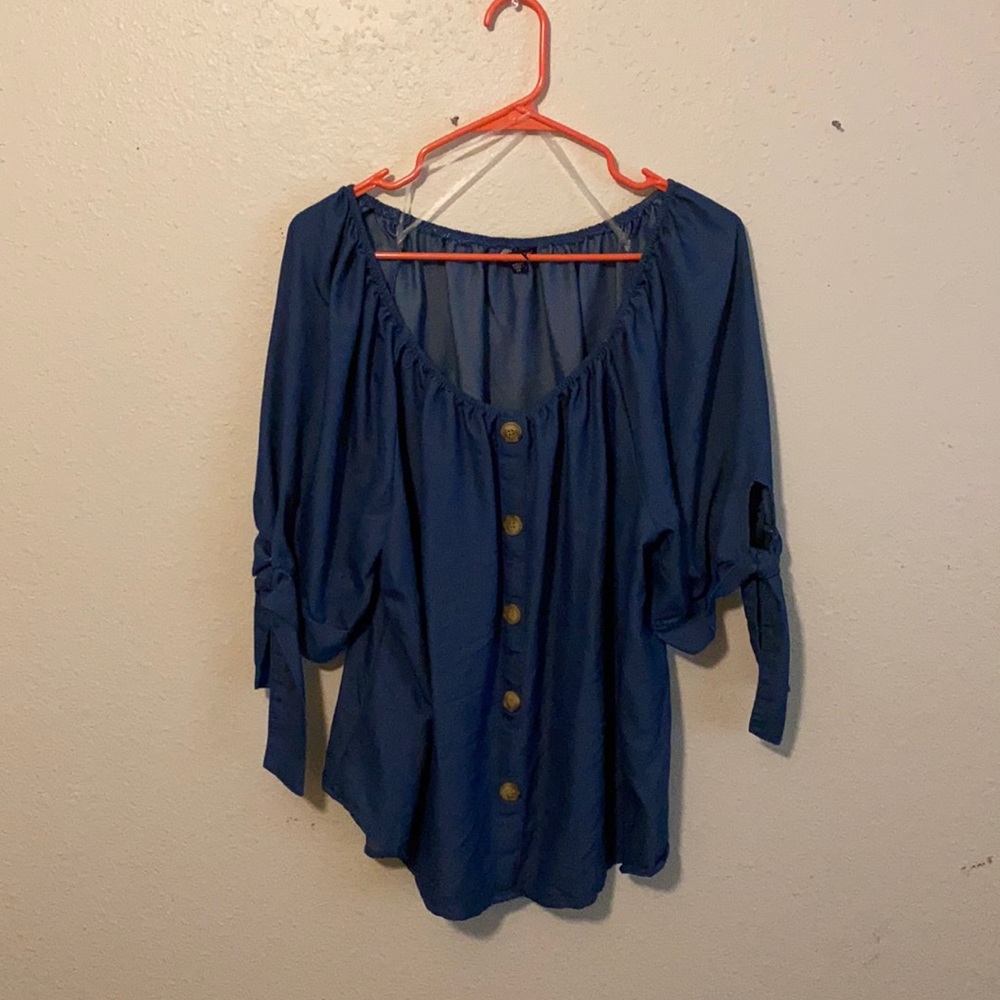 Unique Spectrum shoulder draped shirt with tie sleeves